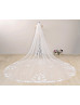 Ivory Scattered Lace Long Wedding Veil Royal Cathedral Veil With 3D Flower